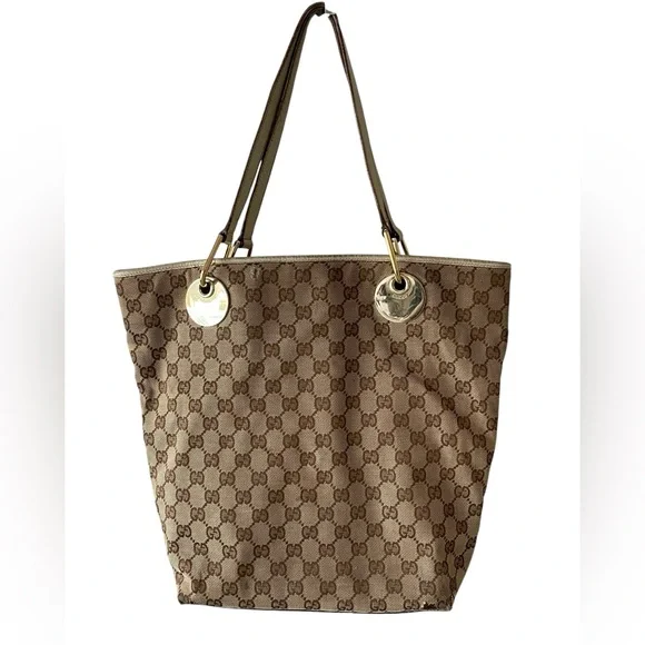 GUCCI GG Canvas Tote Bag Beige Gold - Picture 1 of 13